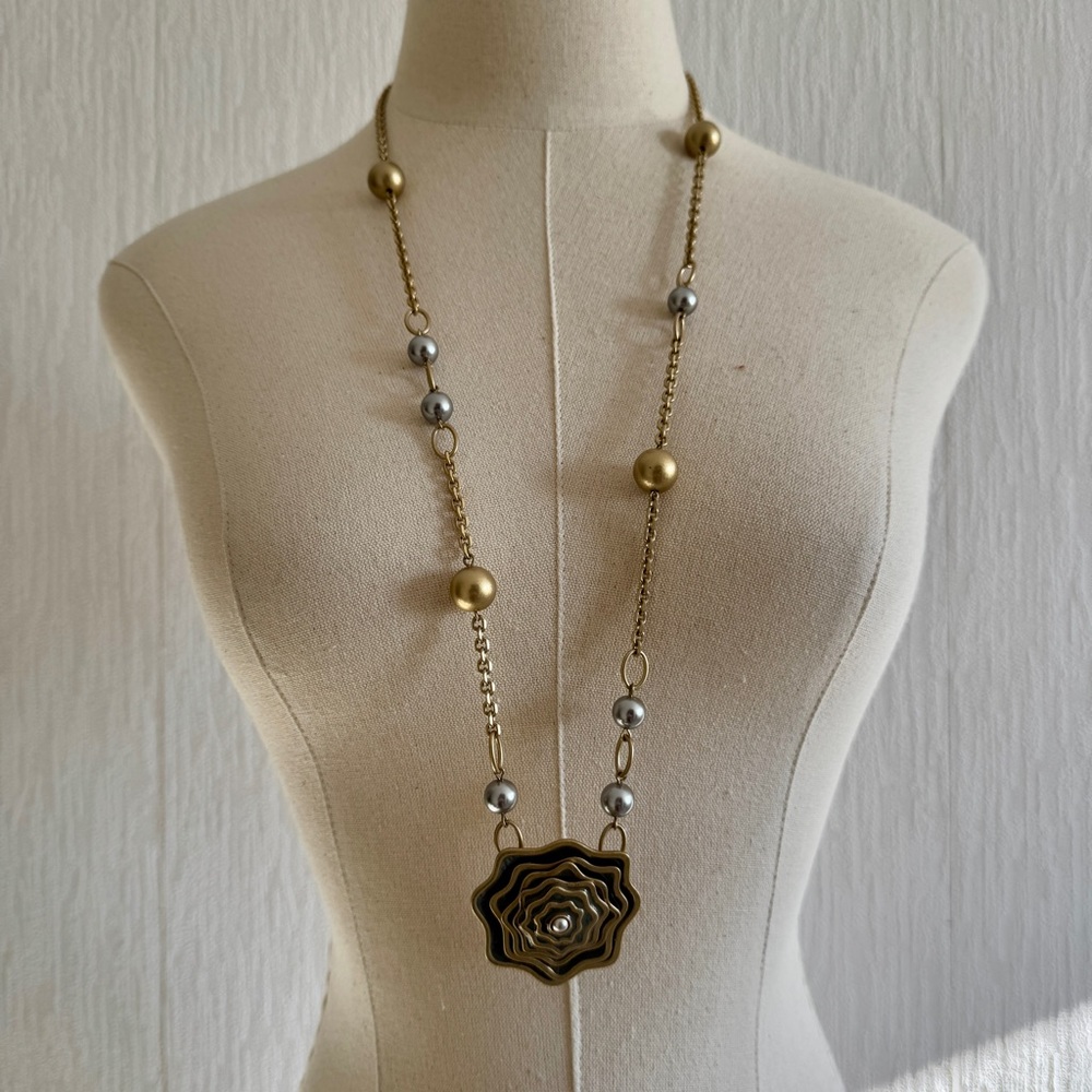 Lia Sophia Garden Rose Long Pendant Necklace